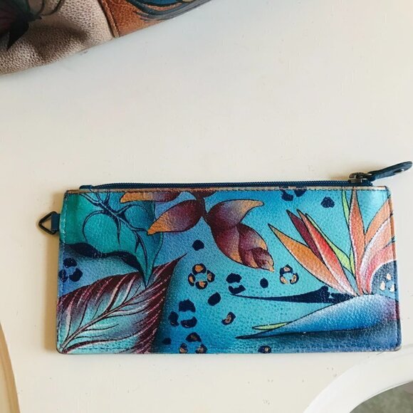 Anna by Anuschka Painted Art Handbag Tote Satchel with Wallet - Picture 6 of 10